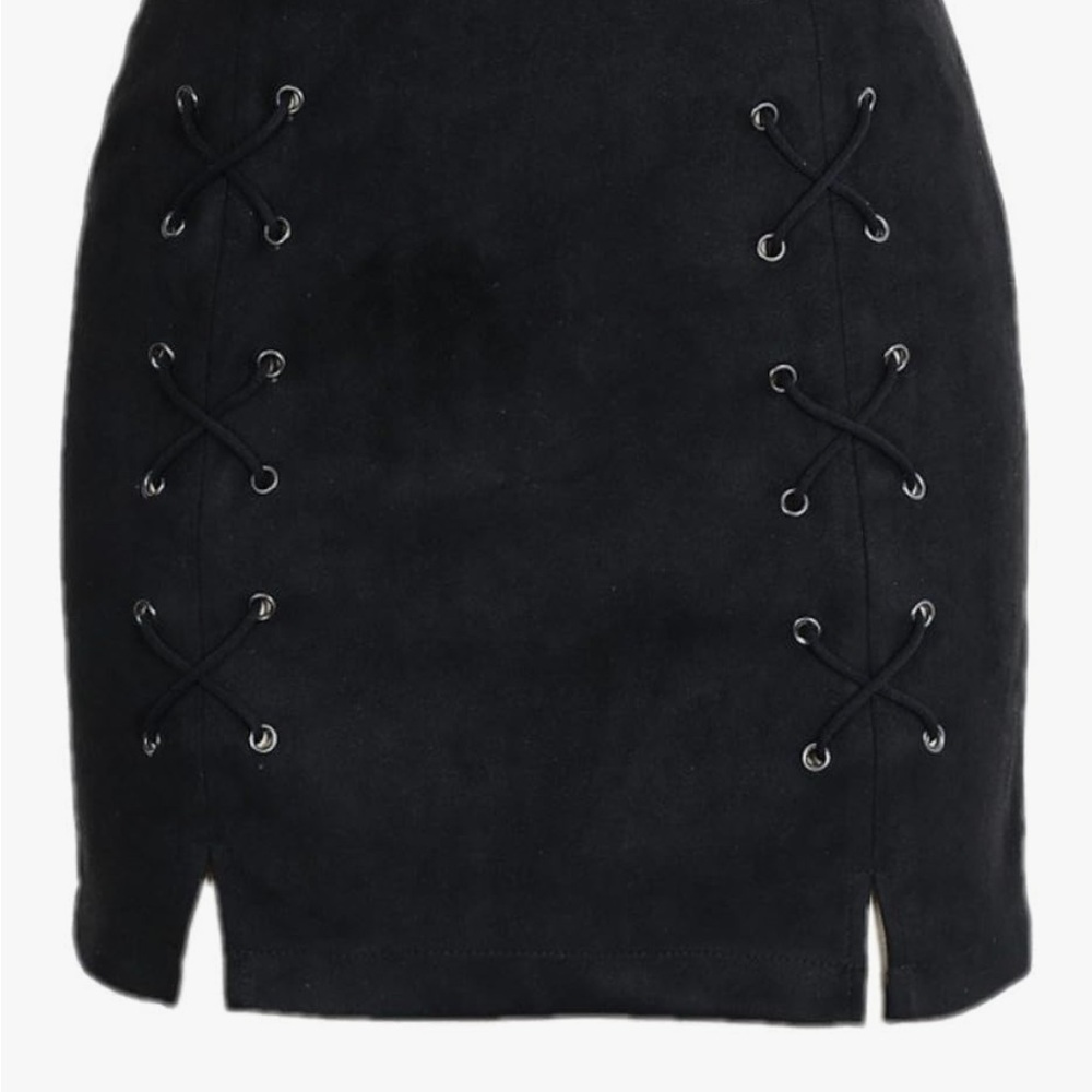 High Waist Lace Up Bodycon Faux Suede A Line Mini Pencil Skirt